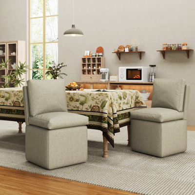 Chaise rembourrée Parsons avec roulettes et structure en bois massif pour la salle à manger, le bureau personnel ou le salon