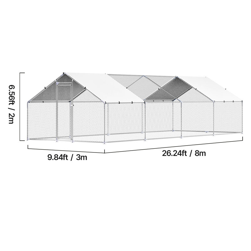 Chicken Coop with Chicken Run, 200cm H x 800cm W x 300cm D