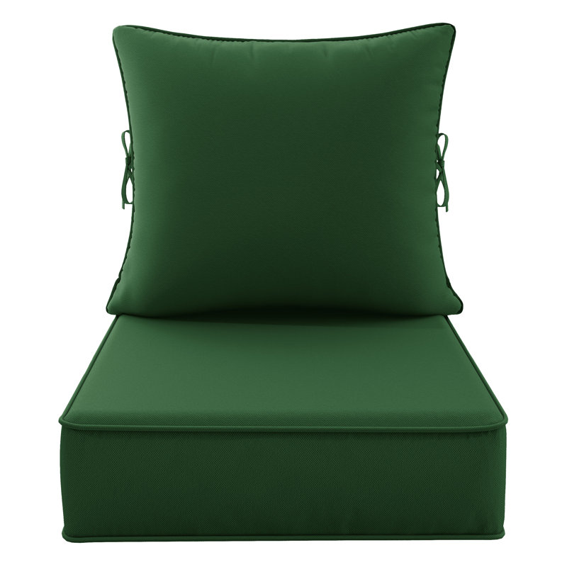 Outdoor 6.5" Thick Deep Seating Seat/Back Cushion, Hunter Green