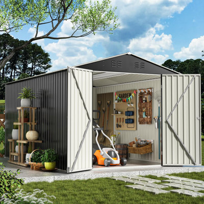 8 ft. W x 12 ft. D Outdoor Metal Storage Shed with Updated Frame Structure, Lockable Doors and Vents