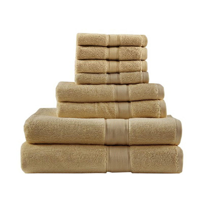 100% Cotton 8 Piece Antimicrobial Towel Set, Beige, 8 Piece Towel Set