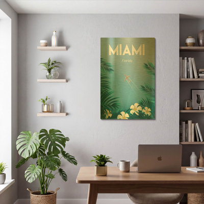 Tableau mural en métal doré « Miami » d'Omar Escalante, 61 x 91 cm