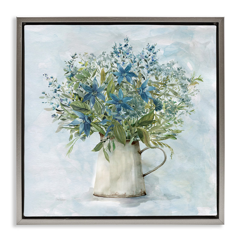 Bouquet de lait de campagne champêtre, Cadre flottant gris lustré, H 18 po x l 18 po