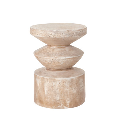Arlo Outdoor/Indoor Modern Sculptural Handmade MgO Side Table with Tiered Pedestal Design