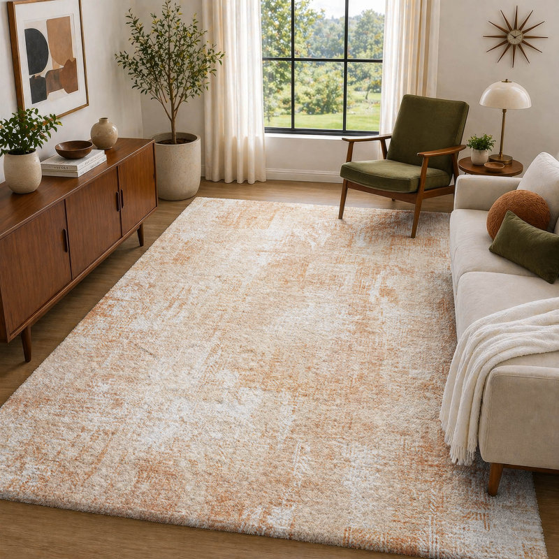 Tapis à poil long de qualité supérieure lavable à la machine ADS725, Corail, 10 pi x 14 pi