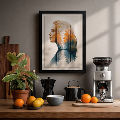 Man Within Landscape Modern - Framed Print