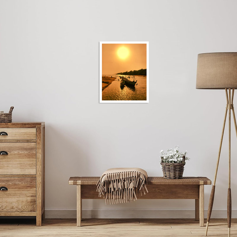 GoodBlackArt "Sunset Serenade Wall Art" par Daniel Okon - reproduction de photo encadrée - prête à être accrochée, Silver