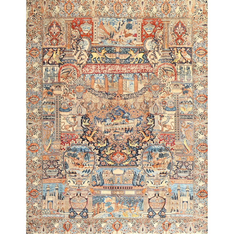 Tapis oriental en laine beige, Rectangle 8 pi x 10 pi