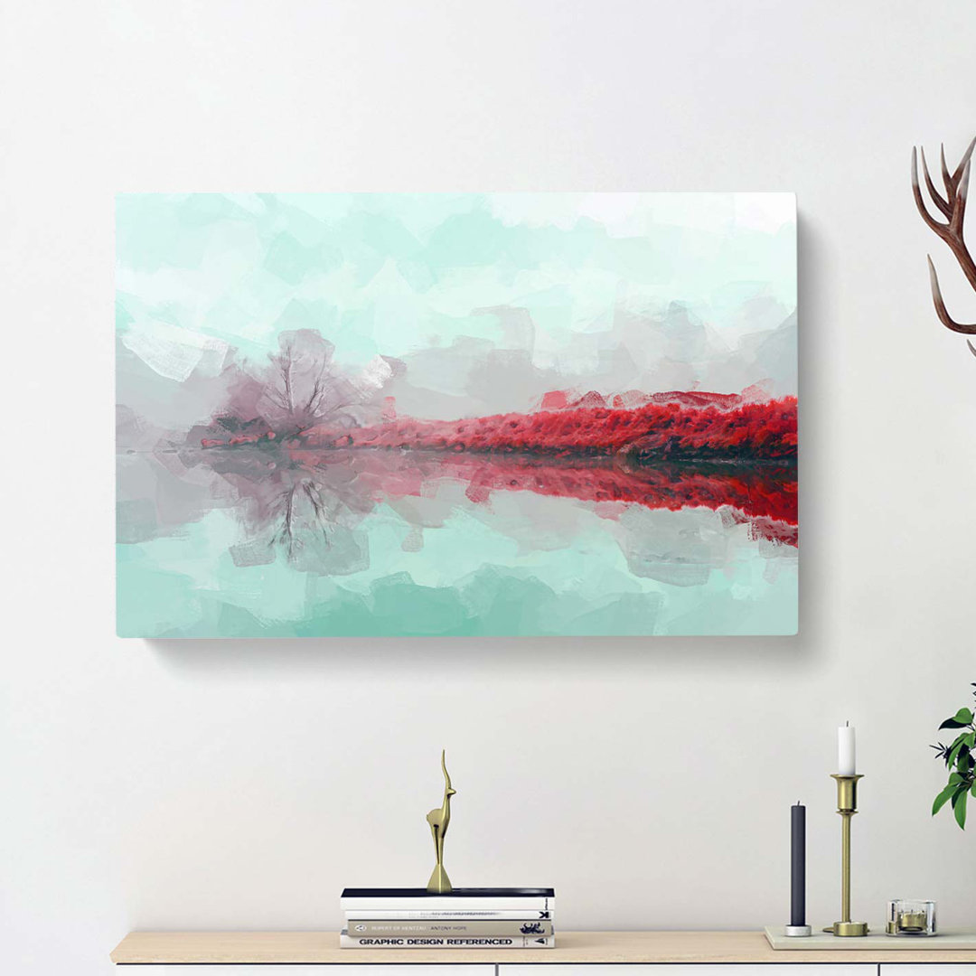 Fog over a Lake in Ellensburg in Abstract - Wrapped Canvas