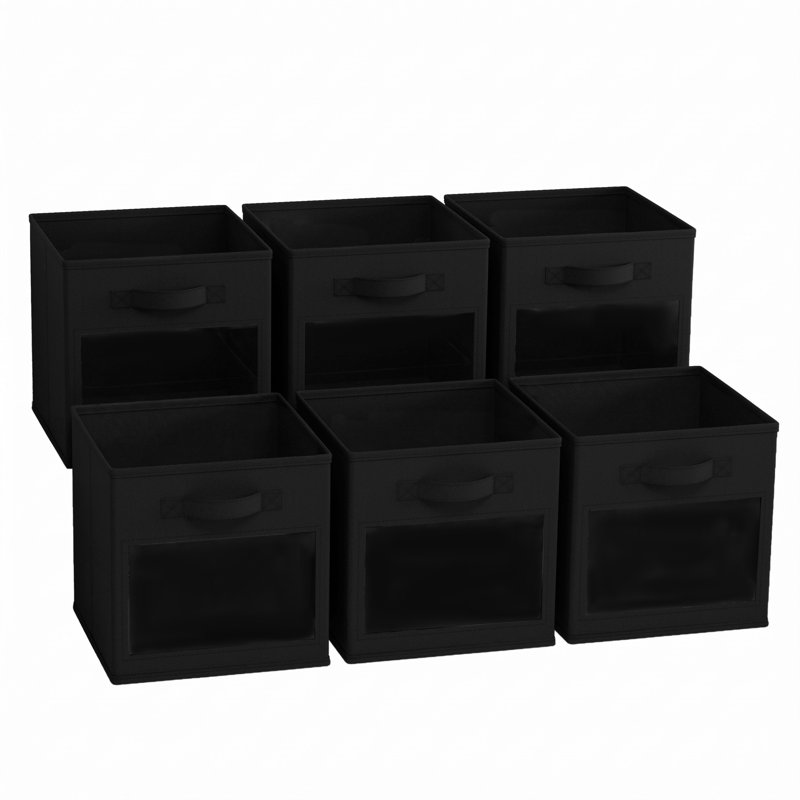 Storage Cubes with Clear Windows, Set of 6 Fabric Bins, 11" Foldable Basket Boxes for Closet, Cubby Shelf & Cube Storage Organizer