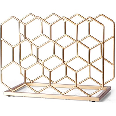 Bottle Countertop Wine Rack - Freestanding Modern Gold Metal Wine Rack - Tabletop Wine Holder Stand for Cabinet, Pantry, Wine Bottle Storage