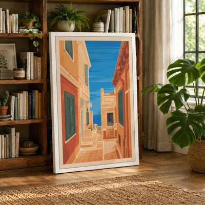 Ochre Courtyard Retro - Wrapped Canvas