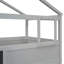 Lit superposé simple au dessus d'une chambre double avec escalier de rangement et tableau noir, gris-129523316