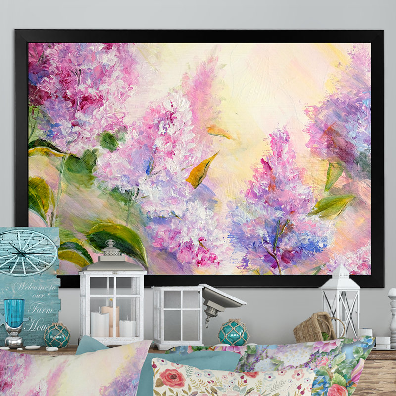 «Modern Modern Lilac Flowers II», reproduction sur toile flottante, Cadre noir, H 8 po x l 12 po x P 1 po