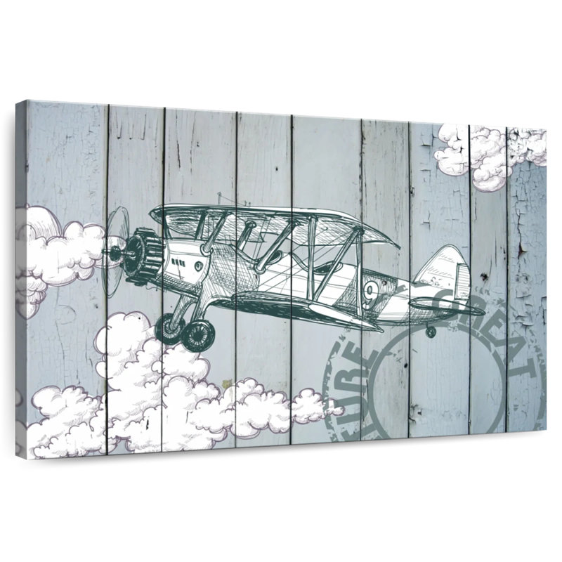 Avion Mehar dans les nuages, H 26 po x l 39 po