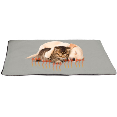 Self Warming Cat Mat - 36x24in Thermal Dog Crate Pad with Removable Washable Sherpa Cover and Reflective Insulation Layer for Self Heating - Pet Supplies for Medium Dogs and Cats by PETMAKER (Gray)