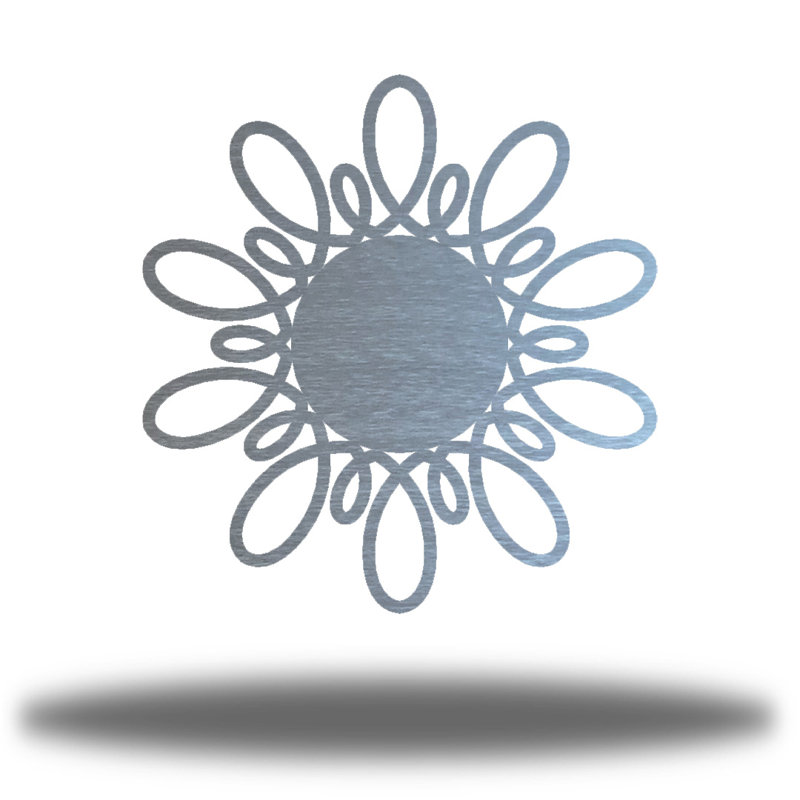 Décoration murale tourbillon de soleil en métal, H 12 po x l 12 po x P 0,06 po, Argent