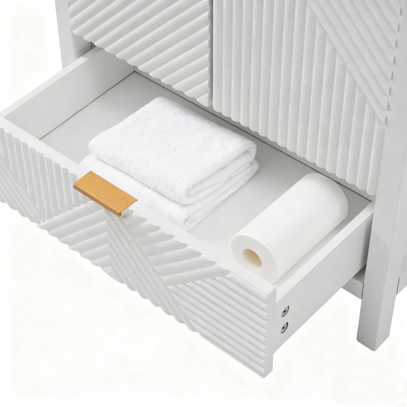 Meuble-lavabo simple 24 po avec lavabo et meuble-lavabo moderne avec grand tiroir pour petit espace, Blanc
