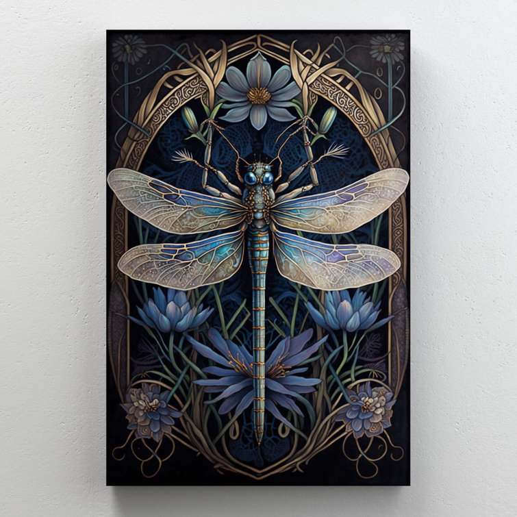 Irises and Dragonfly - Wrapped Canvas Graphic Art