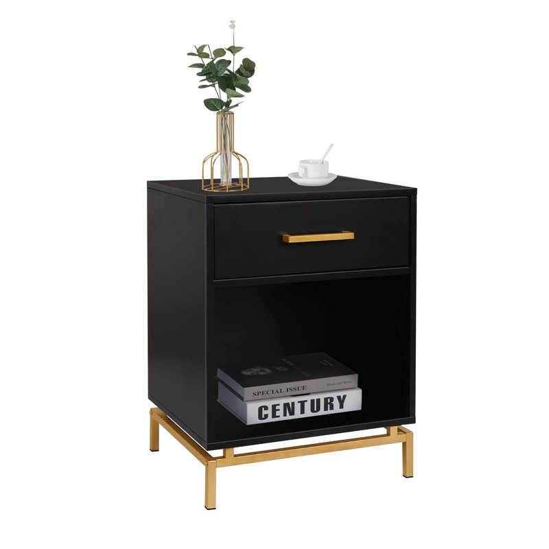 Gitzel Wood Nightstand,25" H Mid Century Modern Nightstand Bedside Table with Drawer for Bedroom Living Room