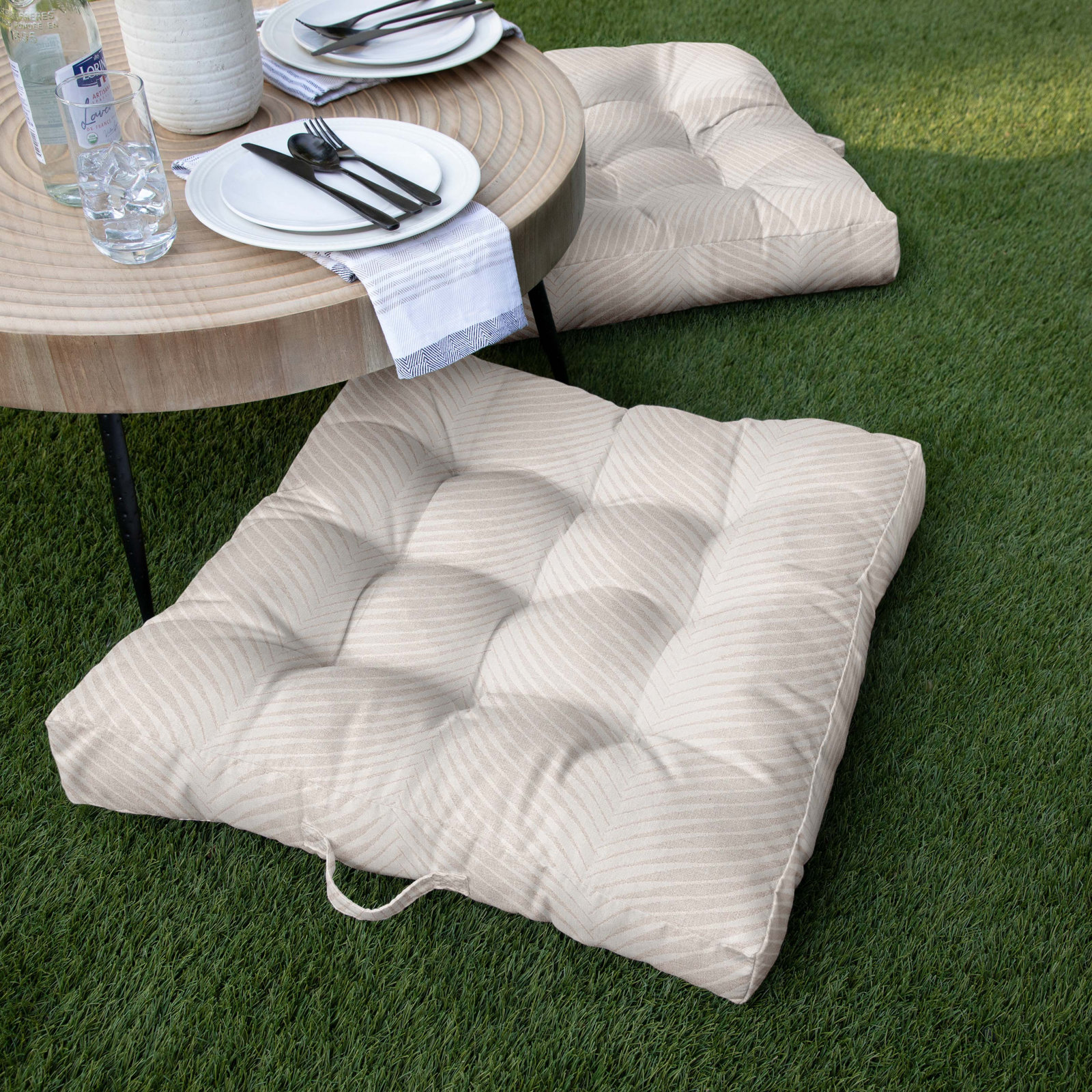 Kama 24" x 5" Sunbrella® Throw Pillow, Beige