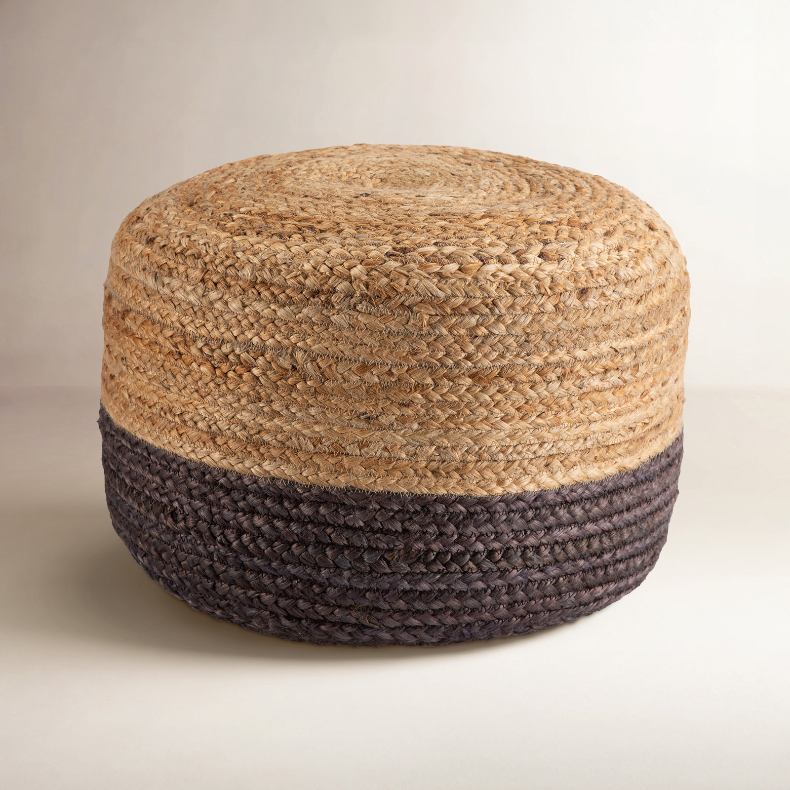 Teele 18" Pouffe, Dark Gray/Beige