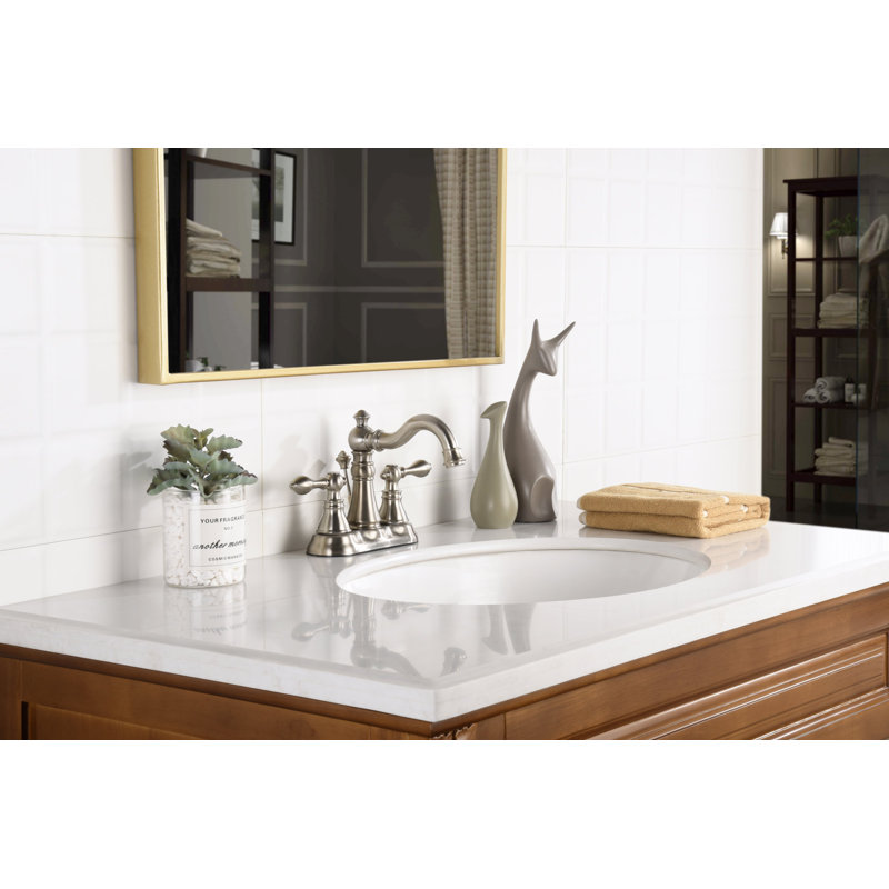 Signature Collection Double Handle Centerset Lavatory Bathroom Sink Faucet with Drain Assembly - Brushed Nickel