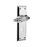 Crystal Parlor Interior Mortise Door Lever with New York Long Plate