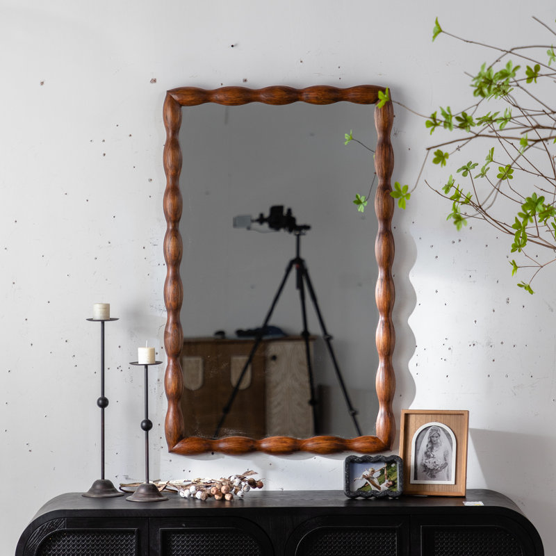 Miroir Mid-Century moderne avec cadre en bois massif