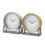 Contemporary Analogue Iron Quartz Movement / Crystal Tabletop Clock in Gray/Gold/Black