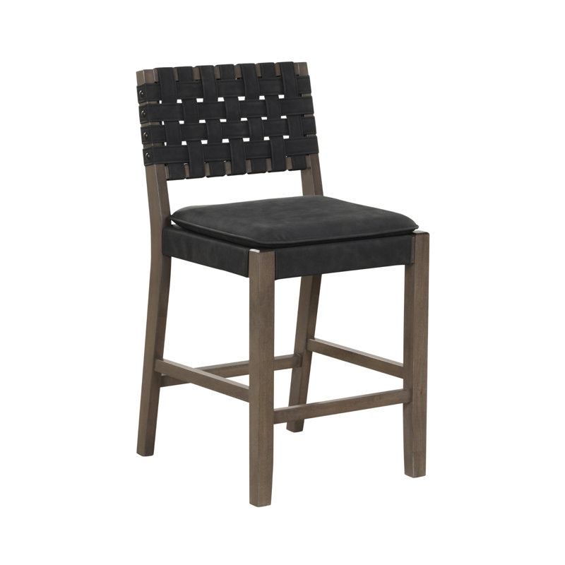  Tabouret rembourré, Tabouret de comptoir (siège d'une hauteur de 24 p, 1, Black Leather/Graphite Frame