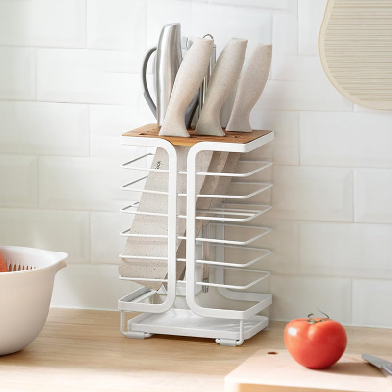 White Knife Block Kitchen Knife Rack Storage Box