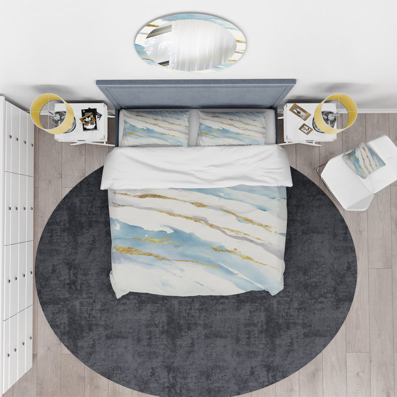 Abstract Drift v2 - Posh & Lux Duvet Cover Set - Microfiber Polyester, Twin Duvet Cover + 1 Sham