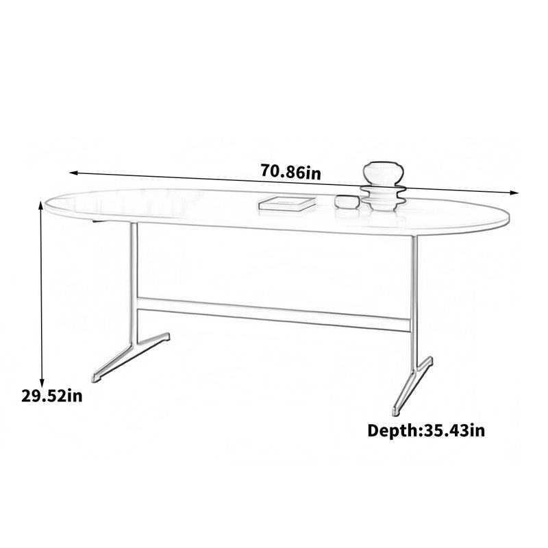 Narvin Oval Dining Table, 29.52"H x 70.86"L x 35.43"W