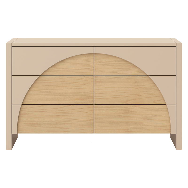 Commode 6 tiroirs Moab, Taupe / Frêne