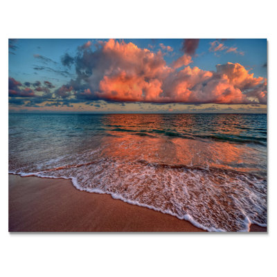 Coucher de soleil sur une plage de l'océan III - Photographie sur toile