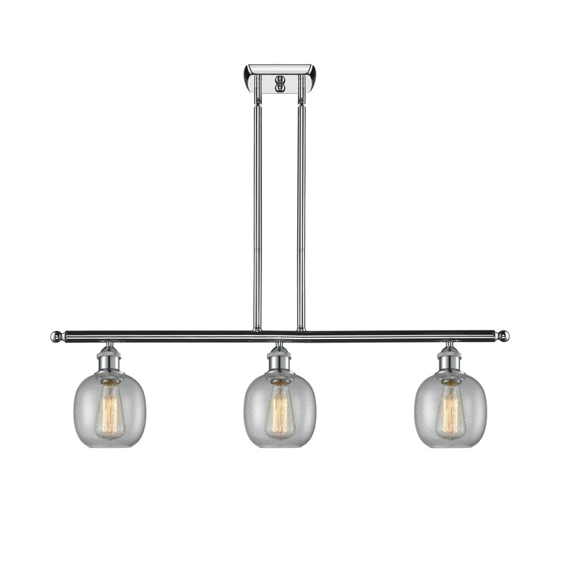 Luminaire suspendu linéaire à 3 lumières pour îlot de cuisine Carlucci, Chrome poli, Ampoule DEL 6 watts Vinage, Grainé