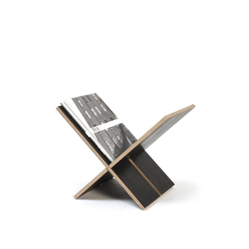 X | Magazine Rack Maple, Black, 18.11" H x 18.11" W x 11.81" D