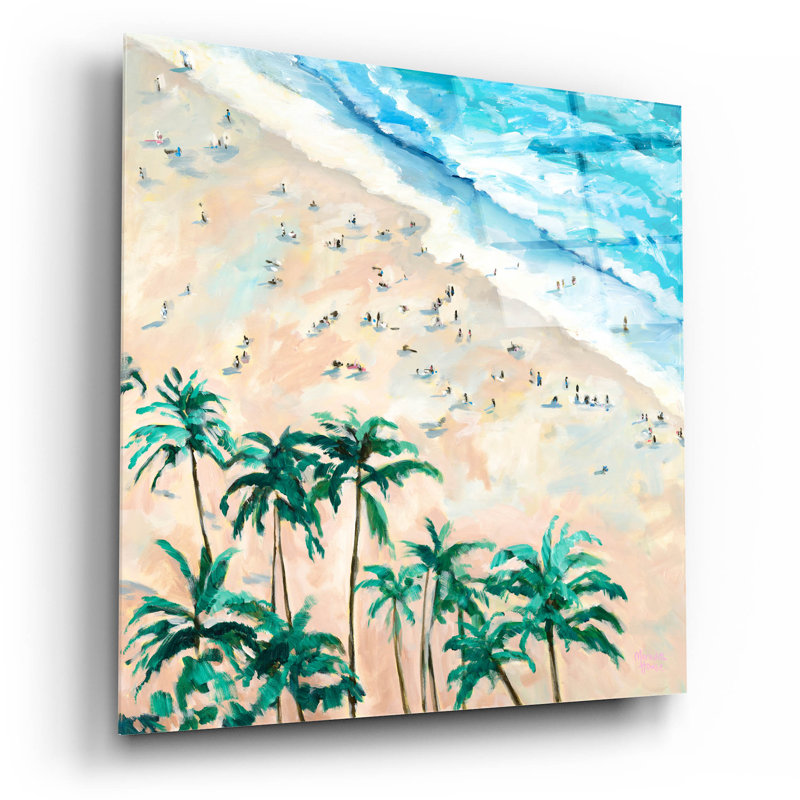  «Waikiki» par Meredith Howse, art mural en verre acrylique, 12 po x 12 po