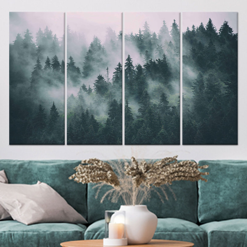 Toile «Misty Mountain», décor de paysage de forêt, toile tendue 4P, H: 55,1 po x l: 78,7 po