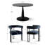 Ensemble de table de salle à manger pour 4 personnes avec table ronde et 4 chaises rembourrées en velours-1332190075