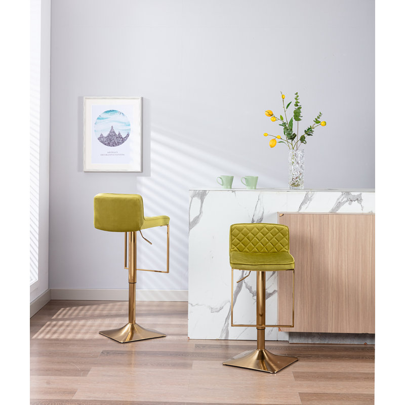 Tabouret pivotant à hauteur réglable Aldegonde Zariyah, Vert
