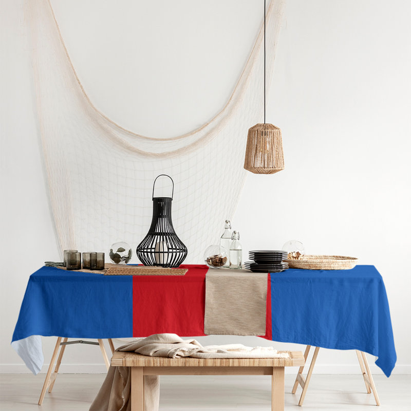 Mélange de coton rayé Nappe, Kansas,Blue/Red/Blue