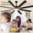 Synia 72" Black Modern Ceiling Fan with LED Light and Remote, 6 Speed Reversible Ceiling Fan-1289029464