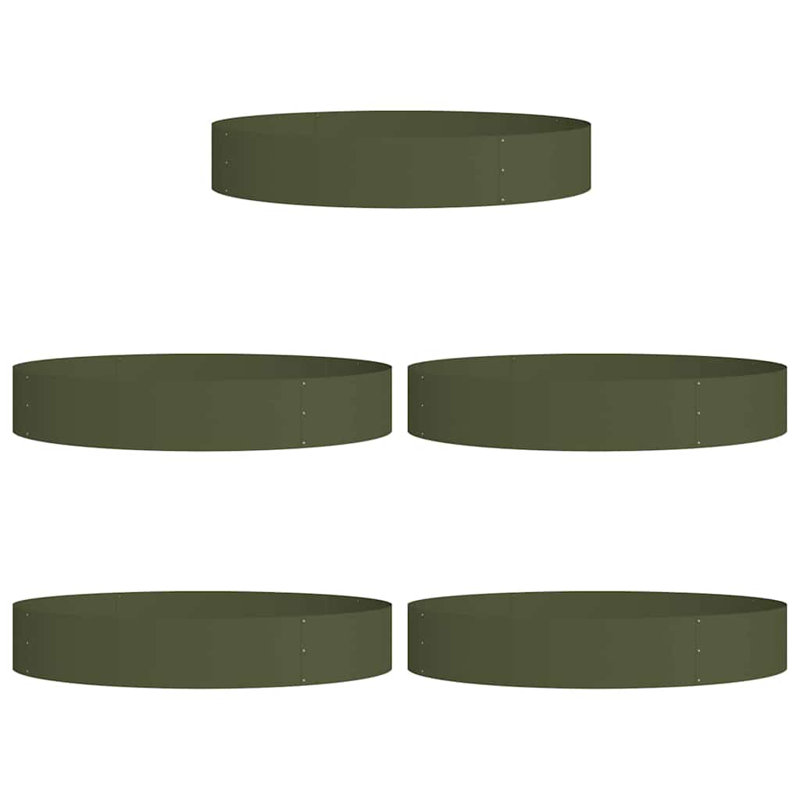Garden Planters 5 Pcs 20 Cm Steel, Olive Green, 20cmH x 120cmW x 120cmD