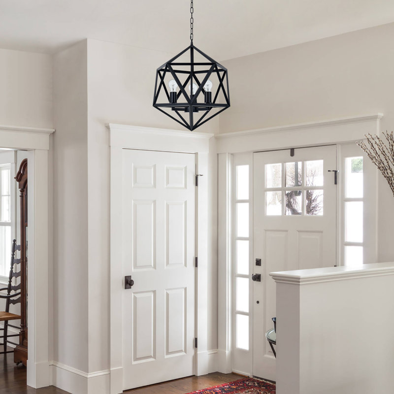 20" Farmhouse 3-Light Geometric Chandelier Dimmable