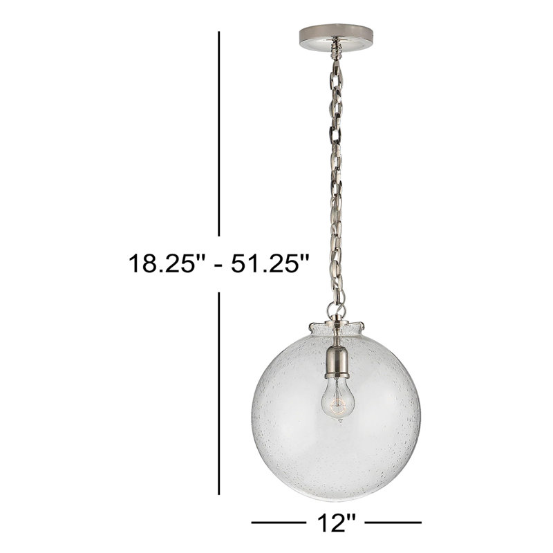 Thomas O'Brien Katie Globe Pendant, Polished Nickel, White