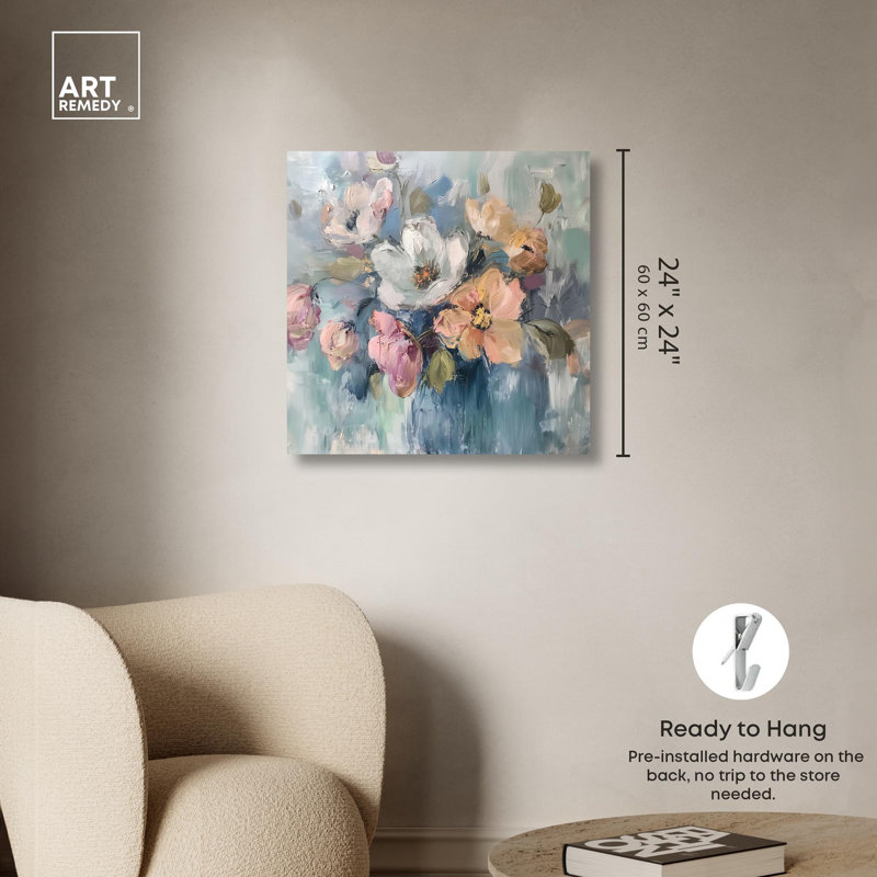 Art floral abstrait Vortex II, H 24 po x l 24 po x P 1,5 po, Toile tendue