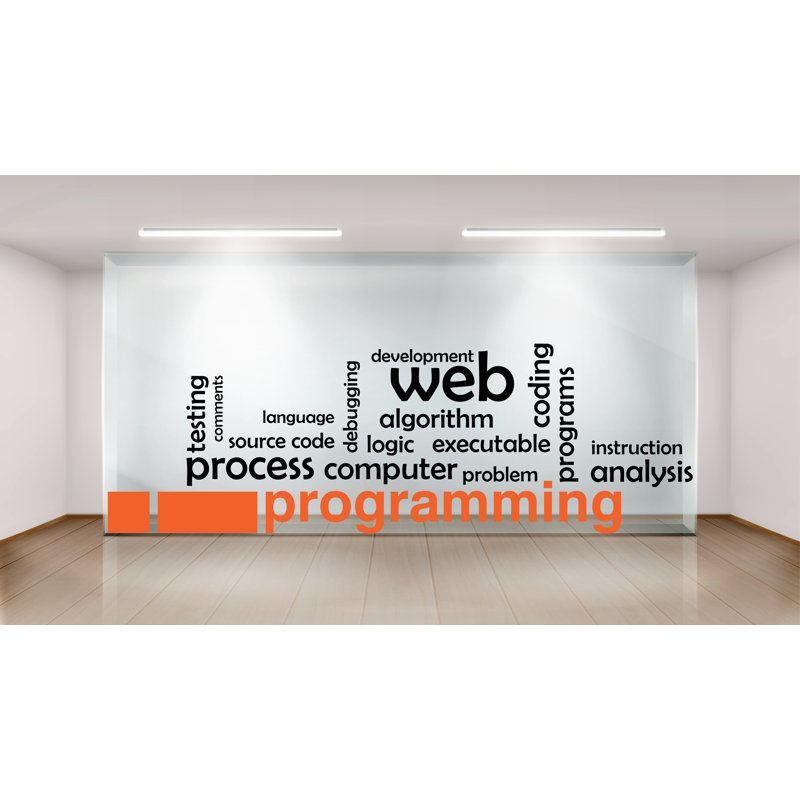 Décalcomanie murale de programmation, décalcomanie d'art mural en vinyle technologie, décoration murale de bureau, autocollant mural de logiciel de gestion, ordinateur de bureau 237LU
