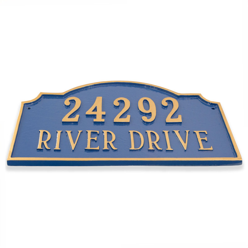Vanderbilt Standard Two Line Address Sign Plaque, Yes, White/Silver